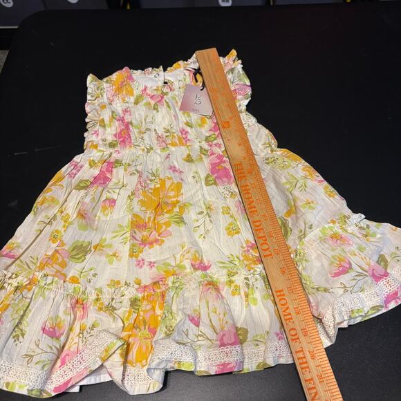 NWT Happily Grey  Kids Toddler Girls Dress Floral Shiny Gold Accent Line Size 3T - Picture 2 of 5